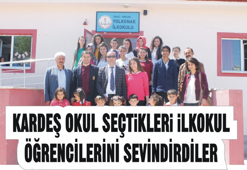 Tokat`ın Niksar ilçesinde GOP Mesleki ve Teknik Anadolu Lisesi (Ticareti Lisesi) öğretmen ve öğrencileri, kardeş okul seçtikleri Yolkonak Merkez İlkokulu`nu ziyaret edip çocuklara hediyeler verdi. 
