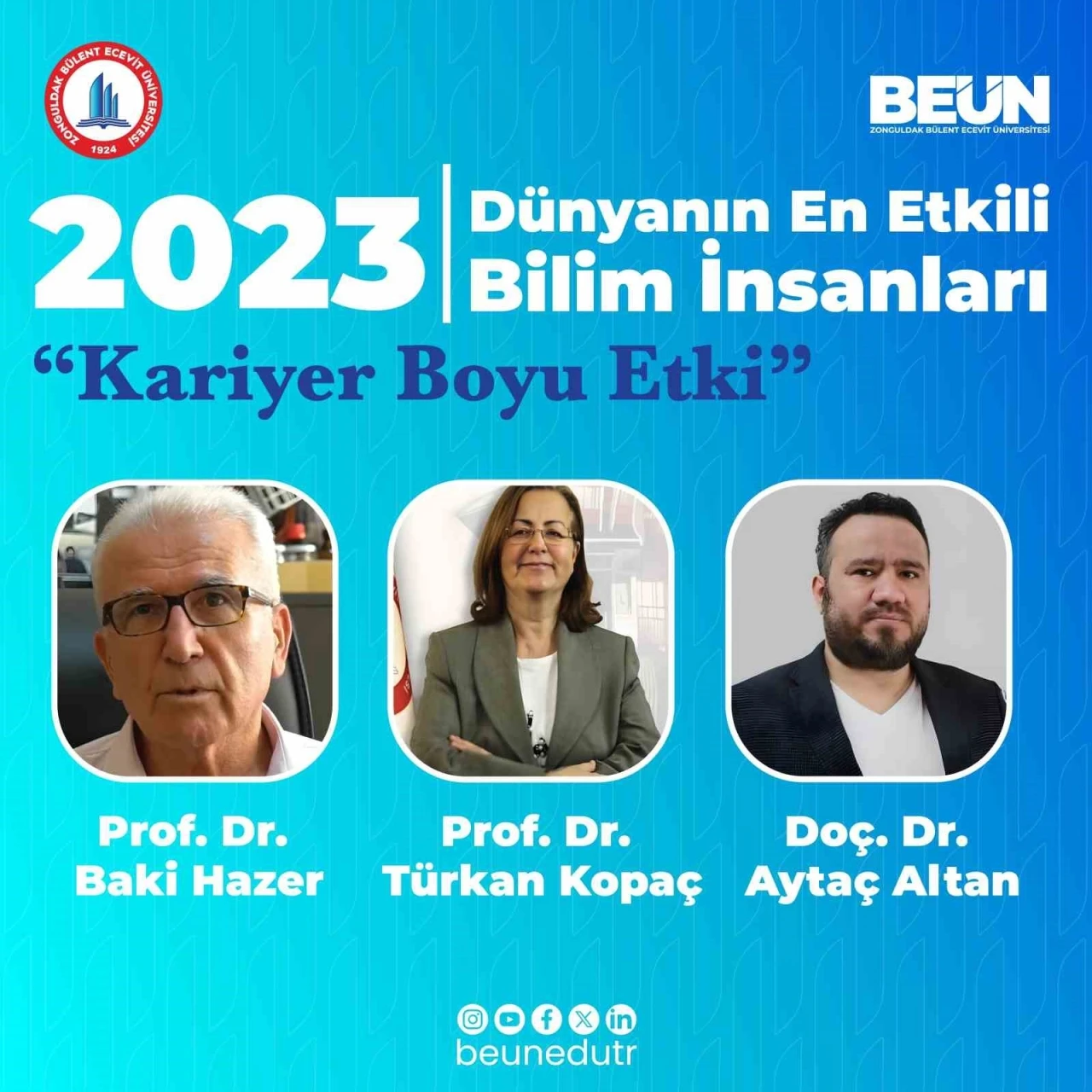 BEUN’dan 9 akademisyen "Dünyanın En Etkili Bilim İnsanları" listesinde yer aldı
