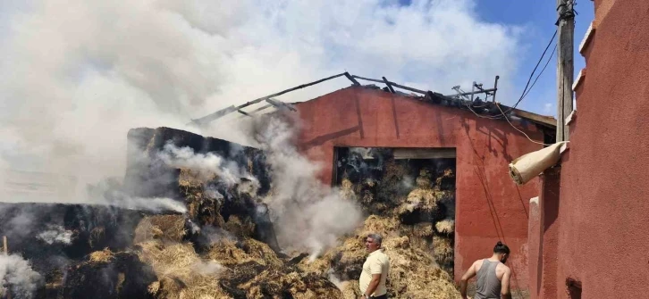 Depoda çıkan yangında 3 bin adet saman balyası küle döndü
