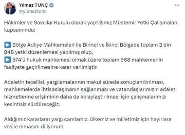 Adalet Bakanı Tunç: &quot;Toplam 968 yeni mahkeme kuruluyor&quot;
