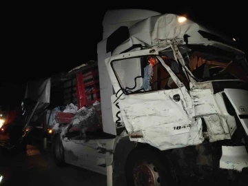 Emniyet şeridindeki yolcu otobüsüne tır çarptı: 1 yaralı
