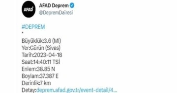 Sivas’ta deprem