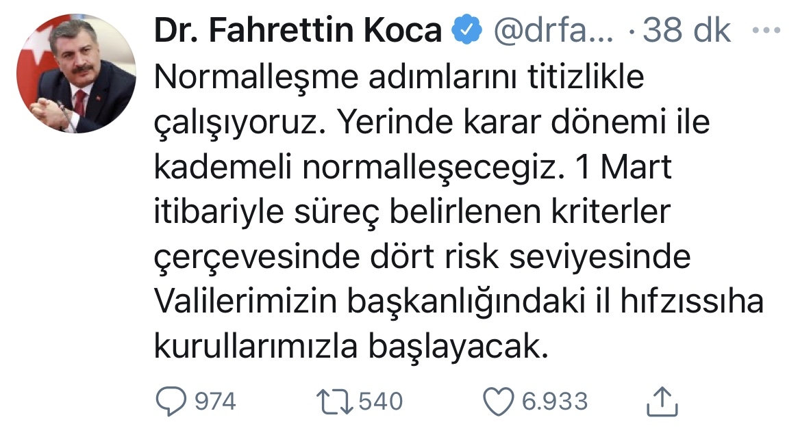 Yerinde karar dönemi ile kademeli normalleşeceğiz